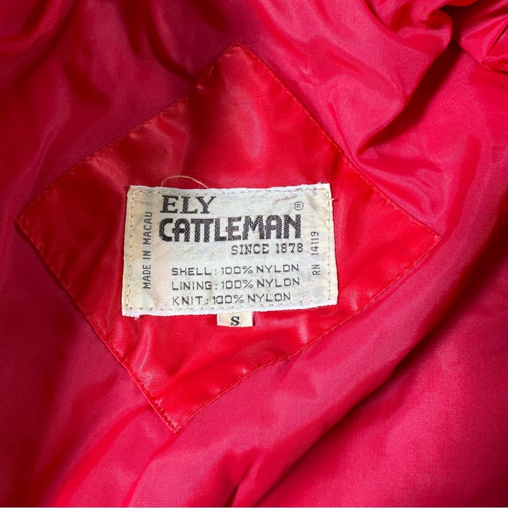 Unisex Vintage Ely Cattleman Satin Zip Up Red Western Bomber Jacket Size Small - Picture 7 of 7